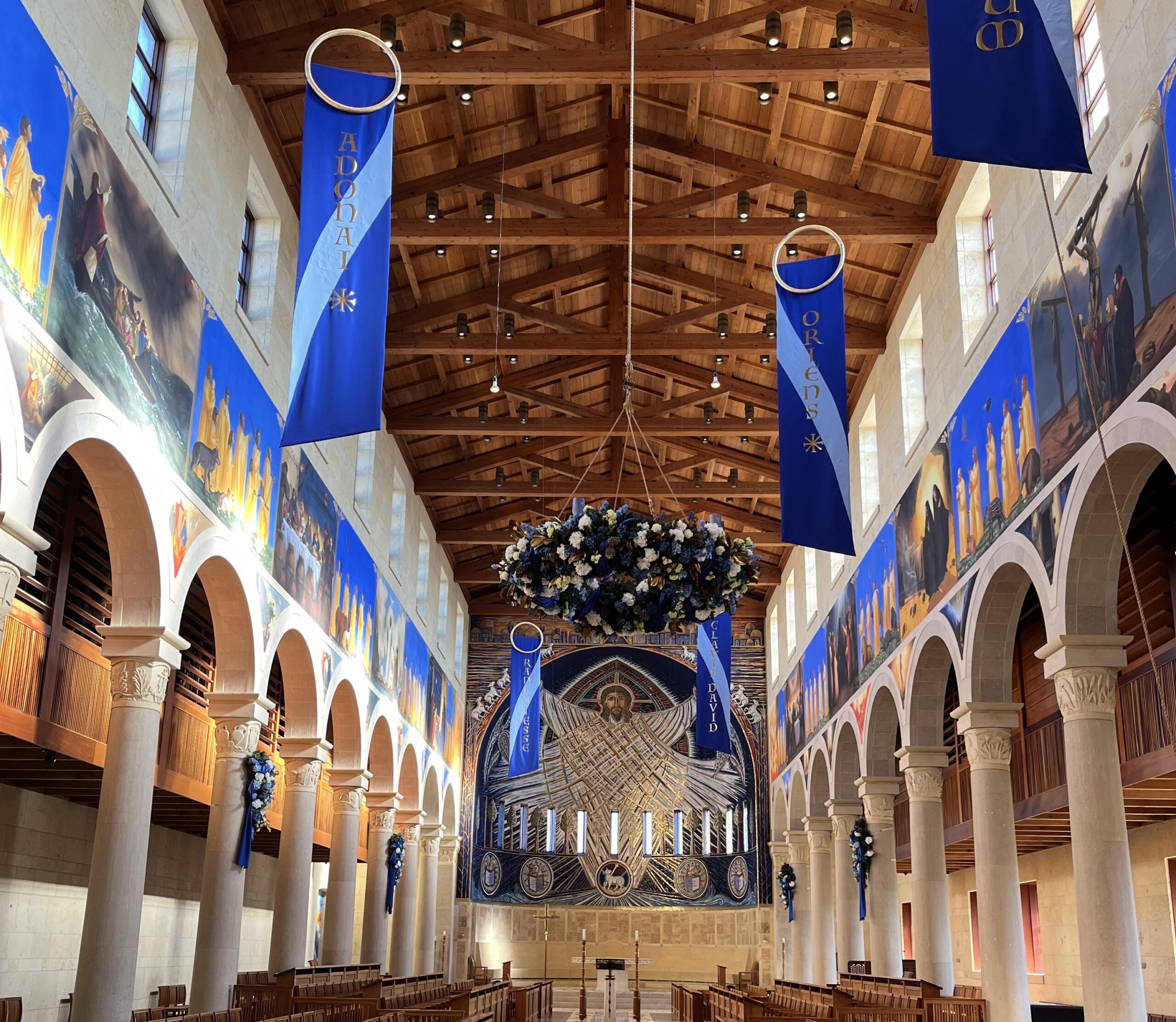 image of the blossoming fruit trees in the orchard next to the Church of the Transfiguration and Chapter House